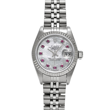 ロレックス デイトジャスト 79174NGR ホワイトシェル/ルビー レディース 時計 【中古】【wristwatch】