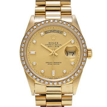 ロレックス デイデイト 36 18048A シャンパン/ダイヤモンド メンズ 時計 【中古】【wristwatch】