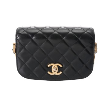 シャネル ミニ メッセンジャーバッグ ブラック AS3402 シャイニーカーフスキン レディース バッグ 【中古】【bag】