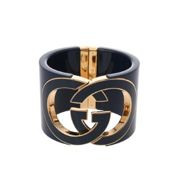 グッチ バングル インターロッキングG  ブルー/ゴールド エナメル/真鍮 レディース ジュエリー 【中古】【jewelry】