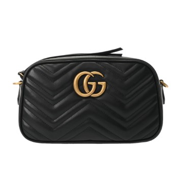 グッチ GGマーモント スモール カメラバッグ ブラック 447632 キルティングレザー レディース バッグ 【中古】【bag】