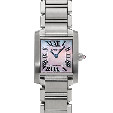 カルティエ タンクフランセーズ SM W51028Q3 ピンクシェル レディース 時計 【中古】【wristwatch】