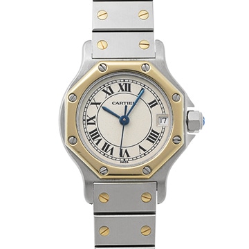 カルティエ サントス オクタゴン SM W2001683 アイボリー レディース 時計 【中古】【wristwatch】