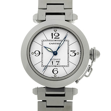 カルティエ パシャC ビッグデイト W31055M7 ホワイト ユニセックス 時計 【中古】【wristwatch】