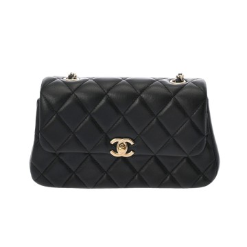 シャネル マトラッセ ミニフラップバッグ  ブラック AP4592 ラムスキン レディース バッグ 【中古】【bag】