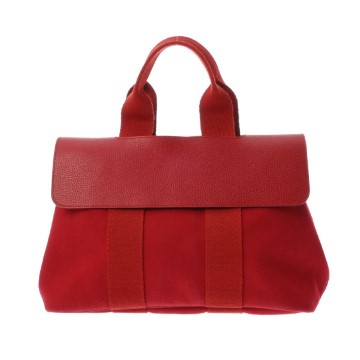 エルメス ヴァルパライソ PM ルージュヴィフ トワルシェブロン/ヴァッシュルエージュ レディース バッグ 【中古】【bag】