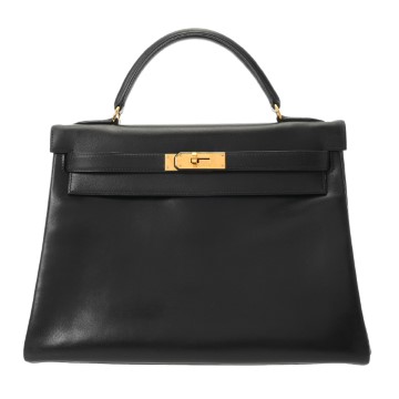 エルメス ケリー 32 内縫い ブラック ボックスカーフ レディース バッグ 【中古】【bag】