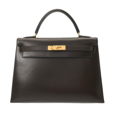 エルメス ケリー 32 外縫い ブラウン ボックスカーフ レディース バッグ 【中古】【bag】