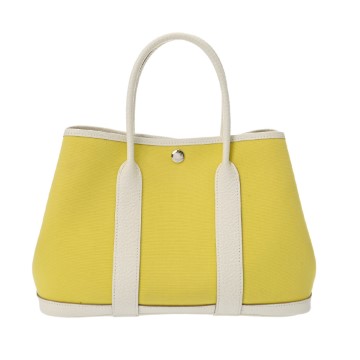 エルメス ガーデンパーティ TPM パールグレー/ライム トワルオフィシェ/ネゴンダ レディース バッグ 【中古】【bag】