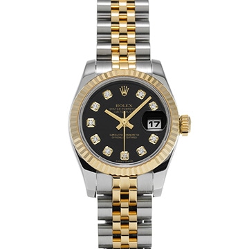 ロレックス デイトジャスト 179173G ブラック/ダイヤモンド レディース 時計 【中古】【wristwatch】