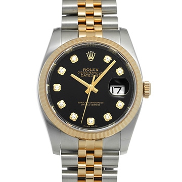 ロレックス デイトジャスト 116233G ブラック/ダイヤモンド メンズ 時計 【中古】【wristwatch】