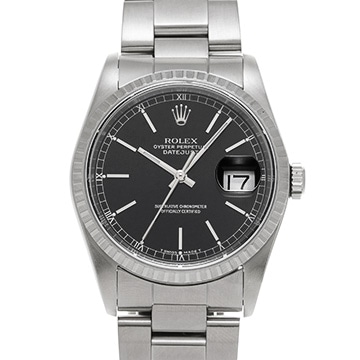 ロレックス デイトジャスト 16220 ブラック メンズ 時計 【中古】【wristwatch】
