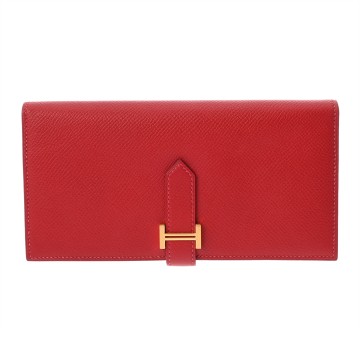 エルメス ベアン スフレ ルージュカザック ヴォーエプソン レディース 財布 【中古】【purse】