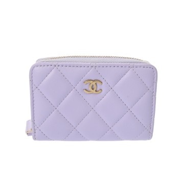 シャネル マトラッセ クラシック ジップ コインパース ライトパープル AP0216 ラムスキン レディース 財布 【中古】【purse】