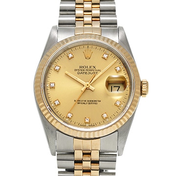 ロレックス デイトジャスト 36 16233G シャンパン/ダイヤモンド メンズ 時計 【中古】【wristwatch】