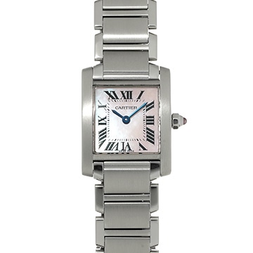 カルティエ タンク フランセーズ SM W51028Q3 ピンクシェル レディース 時計 【中古】【wristwatch】