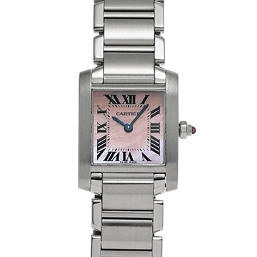 カルティエ タンク フランセーズ SM W51028Q3 ピンクシェル レディース 時計 【中古】【wristwatch】