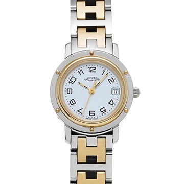 エルメス クリッパー CL4.220 ホワイト レディース 時計 【中古】【wristwatch】