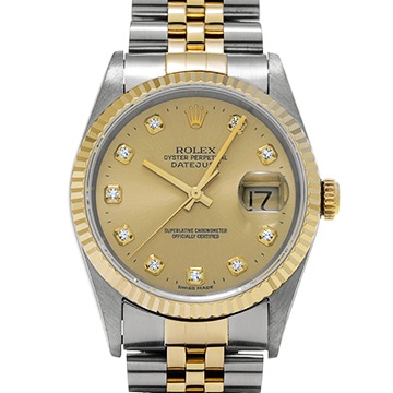ロレックス デイトジャスト 16233G シャンパン/ダイヤモンド メンズ 時計 【中古】【wristwatch】