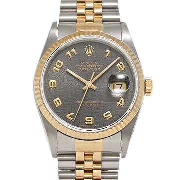 ロレックス デイトジャスト 36 16233 ブラックコンピュータ メンズ 時計 【中古】【wristwatch】