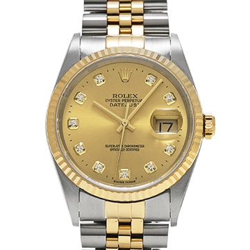 ロレックス デイトジャスト 36 16233G シャンパン/ダイヤモンド メンズ 時計 【中古】【wristwatch】