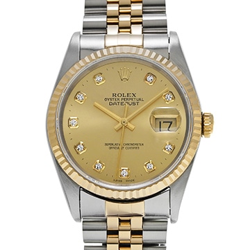 ロレックス デイトジャスト 16233G シャンパン/ダイヤモンド メンズ 時計 【中古】【wristwatch】