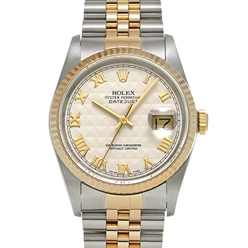 ロレックス デイトジャスト 16233 アイボリーピラミッド メンズ 時計 【中古】【wristwatch】