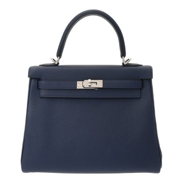 エルメス ケリー 25 内縫い 2WAY   ブルーサフィール トゴ レディース バッグ 【中古】【bag】