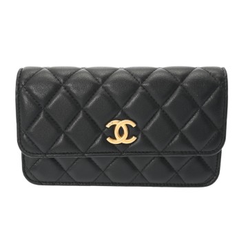 シャネル マトラッセ チェーンウォレット  ブラック AP1787 ラムスキン/レジンパール レディース バッグ 【中古】【bag】