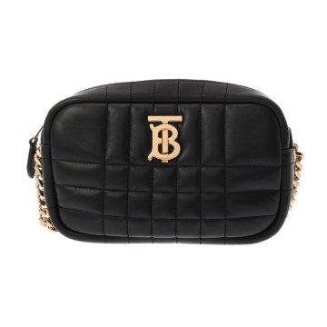 バーバリー ミニ ローラ カメラバッグ ブラック 8060836 キルティングレザー  レディース バッグ 【中古】【bag】