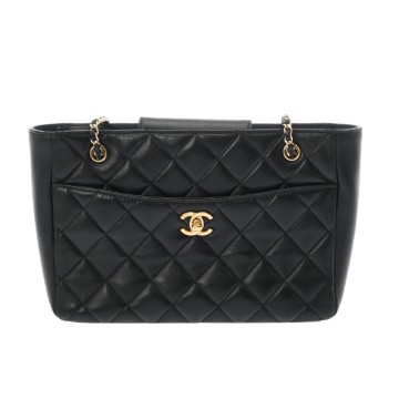 シャネル マトラッセ スモール ショッピングバッグ ブラック AS5215 シャイ二ーラムスキン レディース バッグ 【中古】【bag】