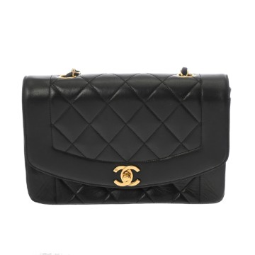 シャネル チェーンショルダー 23cm ダイアナ ブラック A01164 ラムスキン レディース バッグ 【中古】【bag】