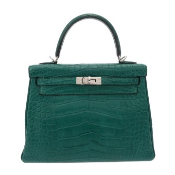 エルメス ケリー 25 内縫い 2WAY   マラカイト アリゲーターマット レディース バッグ 【中古】【bag】