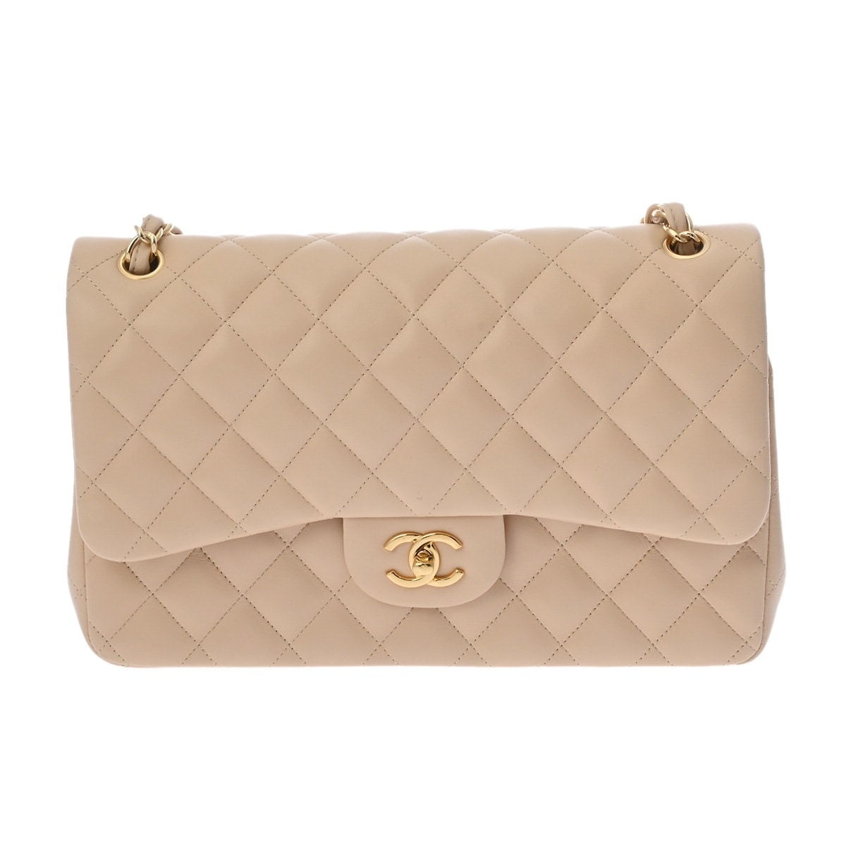 シャネル マトラッセ WフラップWチェーンショルダー 30 ベージュ A58600 ラムスキン レディース バッグ 【中古】【bag】