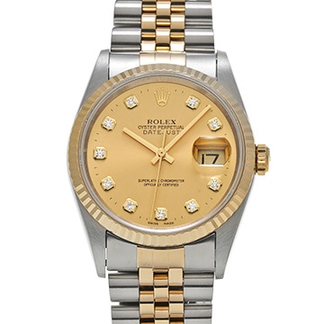 ロレックス デイトジャスト 36 16233G シャンパン/ダイヤモンド メンズ 時計 【中古】【wristwatch】