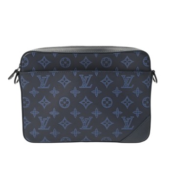 ルイ ヴィトン モノグラムシャドウ デュオメッセンジャー ネイビー M45730 レザー メンズ バッグ 【中古】【bag】