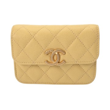 シャネル マトラッセ チェーンクラッチ イエロー AP2629 キャビアスキン レディース バッグ 【中古】【bag】