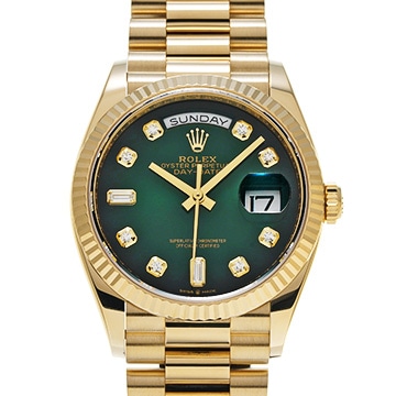 ロレックス デイデイト 36 128238A グリーンオンブレ/バゲットカットダイヤモンド メンズ 時計 【中古】【wristwatch】