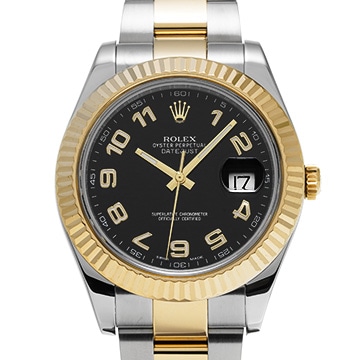ロレックス デイトジャストII 116333 ブラック メンズ 時計 【中古】【wristwatch】