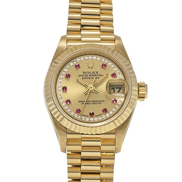 ロレックス デイトジャスト 69178LR シャンパン/ミリヤードダイヤモンド/ルビー レディース 時計 【中古】【wristwatch】
