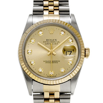 ロレックス デイトジャスト 36 16233G シャンパン/ダイヤモンド メンズ 時計 【中古】【wristwatch】