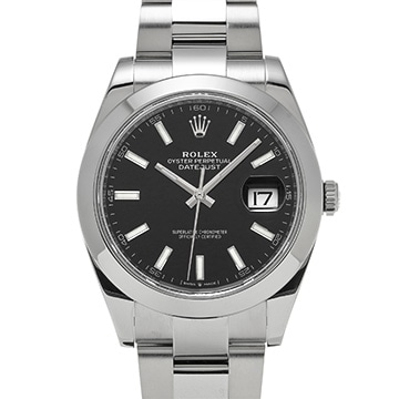 ロレックス デイトジャスト 41 126300 ブライトブラック メンズ 時計 【中古】【wristwatch】