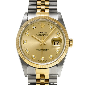 ロレックス デイトジャスト 16233G シャンパン/ダイヤモンド メンズ 時計 【中古】【wristwatch】