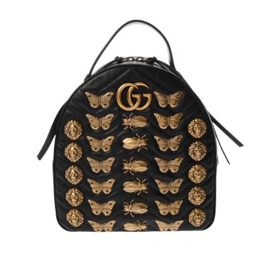 グッチ GGマーモント バックパック ブラック 476671 レザー ユニセックス バッグ 【中古】【bag】