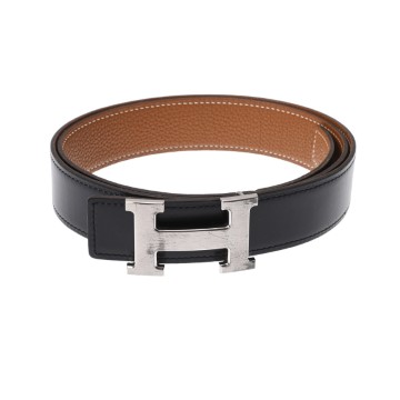 エルメス ベルトバックル&リバーシブルベルト ブラック/ゴールド ボックスカーフ/トゴ メンズ 【中古】【other】
