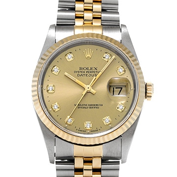 ロレックス デイトジャスト 16233G シャンパン/ダイヤモンド メンズ 時計 【中古】【wristwatch】