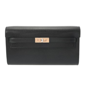 エルメス ケリーウォレット ロングトゥーゴー ブラック シェーブルシャムキラ ユニセックス 財布 【未使用】【purse】