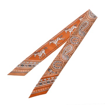 エルメス ツイリー CHEVAL DE COEUR BANDANA オレンジ/アプリコット/ブラン 064259S シルク100％ レディース 【新品】【other】