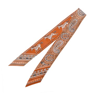 エルメス ツイリー CHEVAL DE COEUR BANDANA オレンジ/アプリコット/ブラン 064259S シルク100％ レディース 【新品】【other】