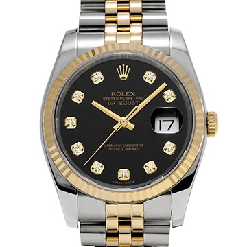 ロレックス デイトジャスト 116233G ブラック/ダイヤモンド メンズ 時計 【中古】【wristwatch】